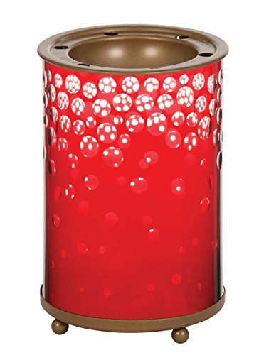 Diametro: 10 cm Yankee Candle 1521425 Red/Gld Snowfall MW Lampada di fragranza, Vetro, Rosso, Oro, Trasparente, 10 x 10 x 15 cm