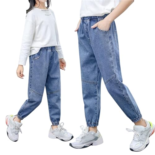 Preppy Clothes for Girls Flared Jeans Solid Casual Elastic Waist Slim Denim Pants Hip Hop Youth Clothes Kids Girls 10-12