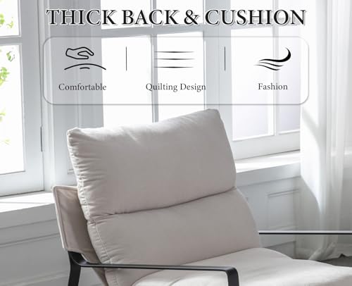 chairus Loungesessel Polsterstuhl Sessel für Wohnzimmer aus Chenille Modern Ohrensessel Schlafzimmer Relaxsessel mit Armlehnen (Beige)
