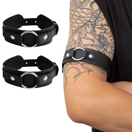 Men's Arms Harness Belt 2 PCS, Men Sexy PU Leather Armband, Men's Leather Harness Buckle Body Harness, Punk Adjustable Straps Nightclub Clubwear Costume Cosplay Rave