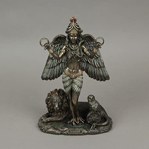 Estatua Ishtar Reina de los Cielos 8.63 in Bronce y Resina miniatura 4
