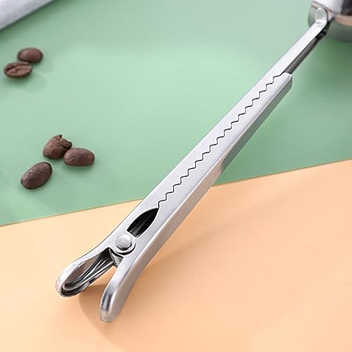 Miniatura 15 de Cuchara de café con clip de cucharada de acero inoxidable Cuchara de café con mango largo multifunción Bolsa de sellado Clip para té, café, proteína