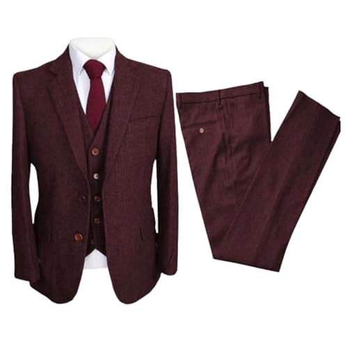 Costume pied-de-poule homme ensemble 3 pièces veste habillée gilet chic et pantalon habillé