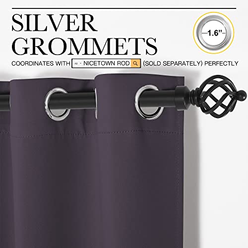 Image of NICETOWN Small Window Blackout Curtains, Home Decoration Thermal Insulated Solid Ring Top Blackout Curtains /Drapes for Bedroom(Greyish Purple, Set of 2, 42 x 63 Inch)