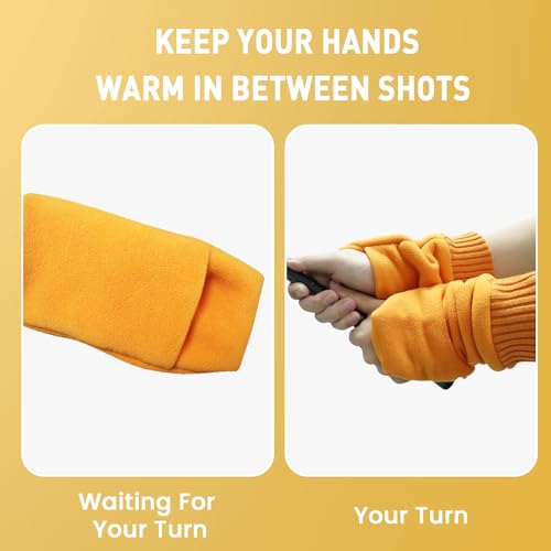 FINGER TEN Winter Golf Gloves Mittens Unisex Anti-slip Thermal Sports With Fleece Windproof Lining for Men Women (L, Yellow) - Image 4