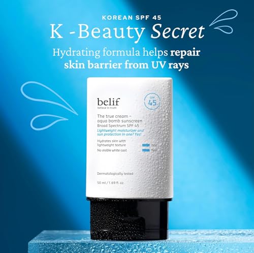 belif Aqua Bomb SPF 45 Hydrating Niacinamide Sunscreen (1.69 fl. oz) - The True Cream PA++++, Daily Broad Spectrum, No White Cast, Weightless & Invisible, Non-Greasy, Korean Skincare - Image 3