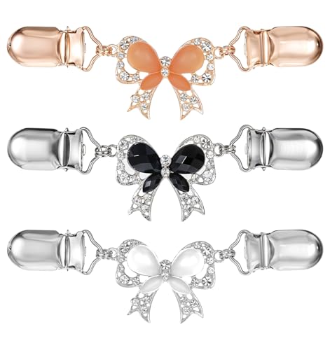Image of Clothing Cinch Clip 3 Pack - Vintage Adjustable Waist Tightener for Dresses /Sweaters /Shawls, Decorative Bow Clips for Cardigans & Collars (Women's Fashion Accessory)
