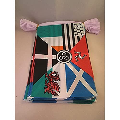 Image of AZ FLAG Multi Celtic 6 meters BUNTING Flag 20 flags 9'' x 6'' - Celtic countries STRING flags 15 x 21 cm