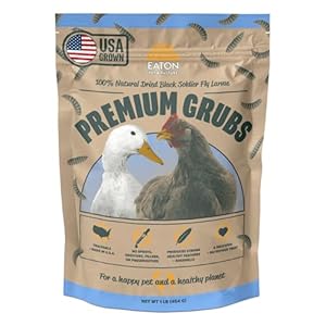 EATON PET AND PASTURE Premium Grubs, USA Grown Dried Black Soldier Fly Larvae, High Calcium Treat for Chickens, Ducks, Wild Birds (1 LB)