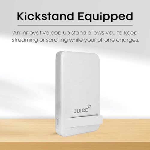 Image of JUICE OJP1001-10000 mAh Magnetic 15W Wireless Output Magsafe Power Bank | 22.5 Wired Output Compatible with iPhone 12 & Above | Type-C Input /Output (White)