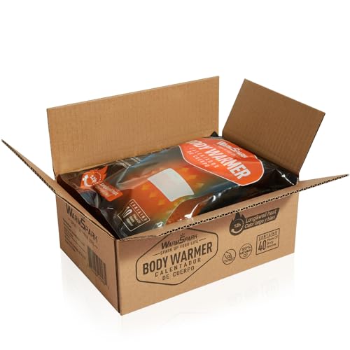 Body Warmers with Adhesive - Heat Warmer Patch Disposable Air Activated Hot Warmers - Up to 12 Hours of Heat - WarmSpark (40 Packs)