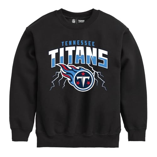 Junk Food NFL - Tennessee Titans - Lightning - Officially Licensed Youth Pullover Fleece Crew Neck for Boys and Girls Black