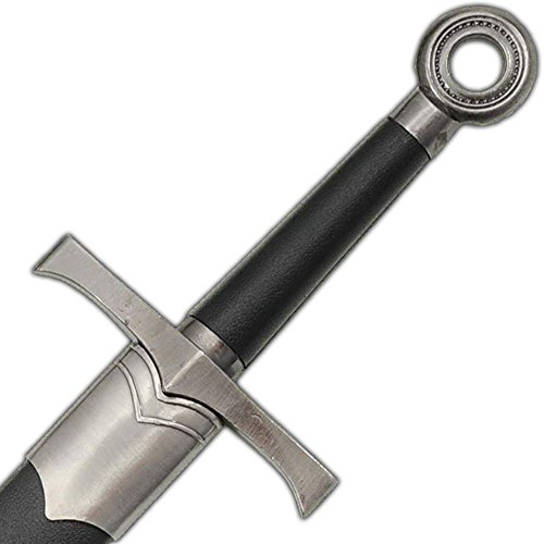 Armory Replicas Medieval Assassins Ringed Pommel Dagger - Sword Breaker Design with 9.5” Stainless Steel Blade - Antique Finish Hand Guard & Black Wooden Sheath