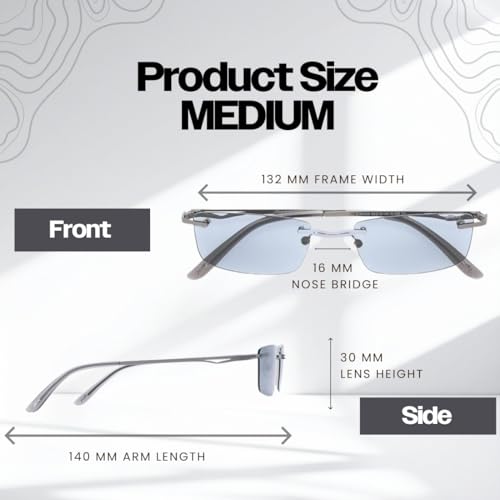 Image of SPECSMAKERS Streak Retro Sunglasses for Men Women | Rimless Rectangular Sunglasses | Polarized & 100% UV Protected | Goggles | Shades | STR1028