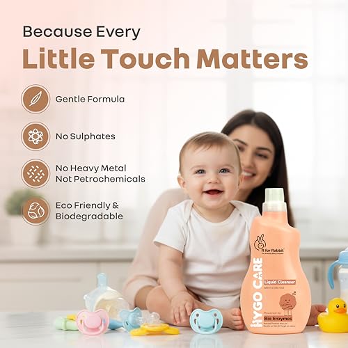 Image of R for Rabbit Hygocare 1000 ml Baby Liquid Cleanser for Washing Toys|Nipples Powered by Bio Enzymes Residue Free Anti Bacterial