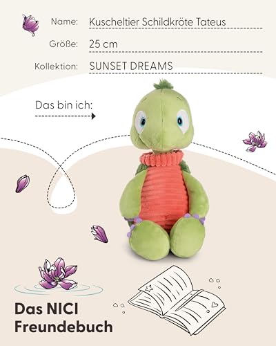 NICI Kuscheltier Schildkröte Tateus 25cm - Plüschtier zum Kuscheln und Liebhaben, Nachhaltig produziertes Stofftier aus recycelten Materialien – 49791