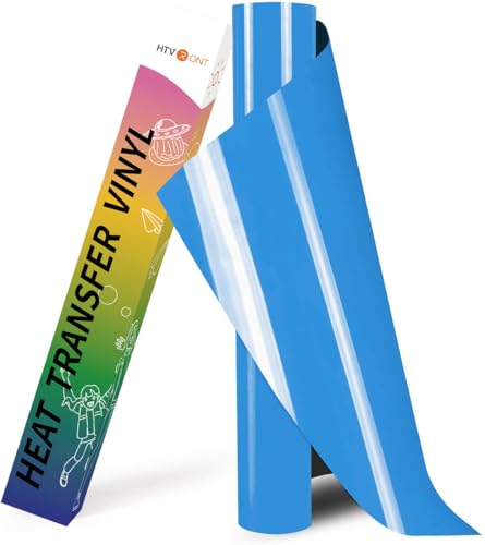 Image of HTVRONT Vinyl Rolls Heat Transfer Vinyl - 12 inch x 8ft Lake Blue HTV for Shirts, Iron on Vinyl for All Cutter Machine - Easy to Cut & Weed for Heat Vinyl Design (Lake Blue)