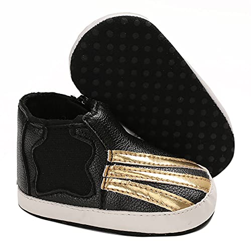 Hopscotch Baby Boys PU Stripe Printed Infant Shoes Booties in Black Color Amazon.in Shoes