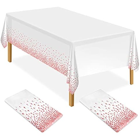 ELECLAND White and Rose Gold Tablecloth Set Cover