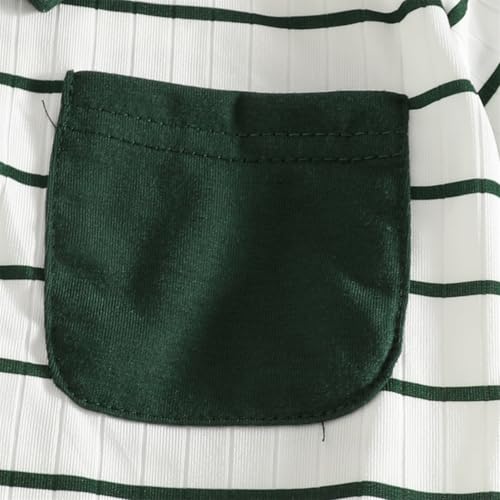 Image of Toddler Kid Boy Clothes Textured Striped Polo Collar Top Summer Shorts 2PC Summer Outfit Set