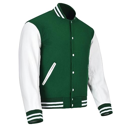 Image of Varsity Jacket Baseball Letterman Jacket- Wool and Leather Premium Quality Unisex Basketball Jacket