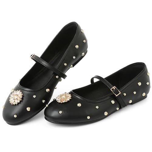 Mesh Ballet Flats for Women Crystal Rhinestone Mary Jane Shoes Comfortable Round Toe Ballerina Flats with Stretch Strap Trendy
