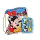 Sorrisini Children’s Lunch Box with Cutlery Set, Breakfast Box for Girls, Brotdose für Kinder mit Besteck, Lunchtasche for Picnic, Kindergarten, Rucksack für Gymnastik und Ausflüge Mickey