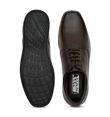 Image of Men's Faux Leather Formal Shoes | Stylish Lace-Up Office Wear Shoes for Men | Comfortable Lightweight Business Footwear | Synthetic Leather Dress Shoe for Parties & Daily Use