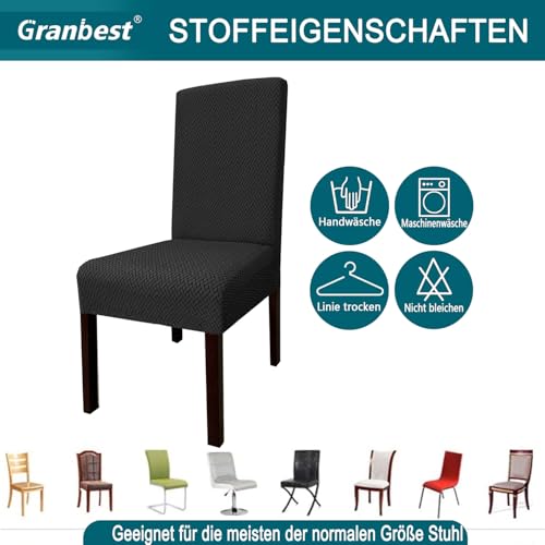 Granbest Hohe Dehnung Stuhlhussen, Universelle Passform Jacquard Esszimmerstühle Bezüge, Abnehmbare Stuhl Protektors für Esszimmer, Küche… – Ansicht 5