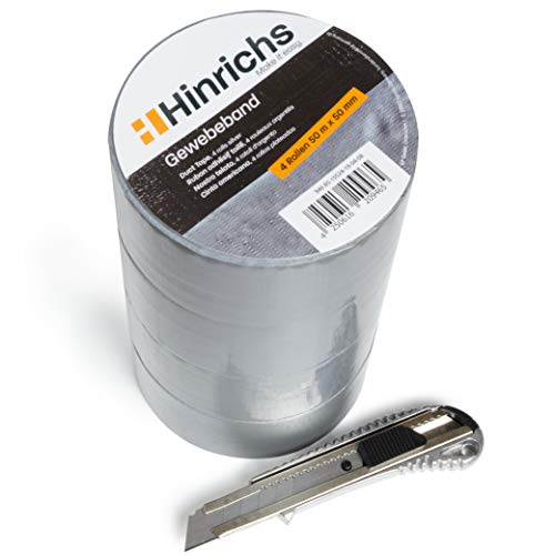 Hinrichs 4 Rotoli di Nastro Adesivo Grigio - per