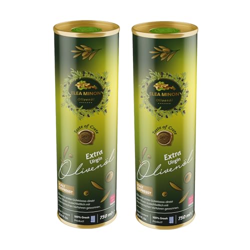 Elea Minon Extra natives Olivenöl |2x 0,75 Liter - Kanister mit Ausgießer | von der griechischen Insel Kreta | Griechisches Olivenöl aus Kreta | Cold Pressed Extra Virgin Olive Oil