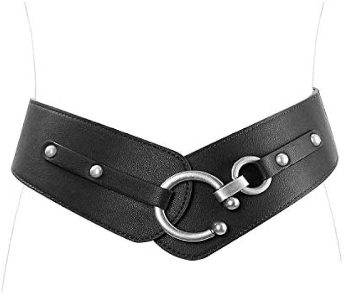 JASGOOD Women's Fashion Vintage Wide Elastic Stretch Waist Belt With Interlock Buckle Halloween Belt