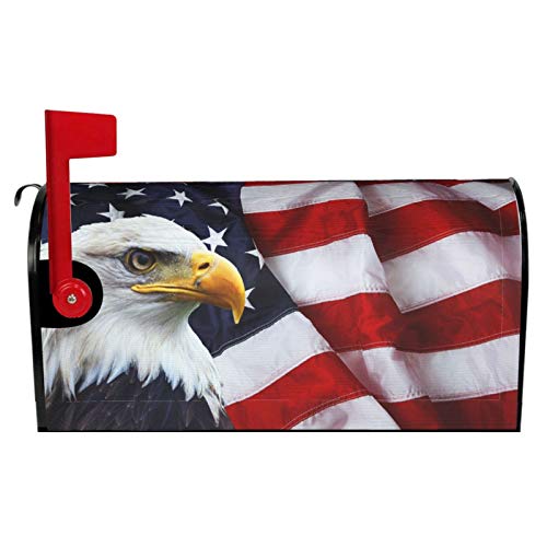 Image of Dujiea American Flag Mailbox Wrap - Waterproof Magnetic Post Box Cover, Large Size 25.5 inch L x 21 inch W - Garden Yard Home Decor