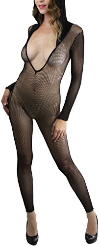 Image of ToBeInStyle Women's Long Sleeve Bodystocking Bodysuit Lingerie Regular & Plus Sizes