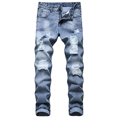 Jeans slim pour hommes et pantalon en jean straight délavé à effet usé