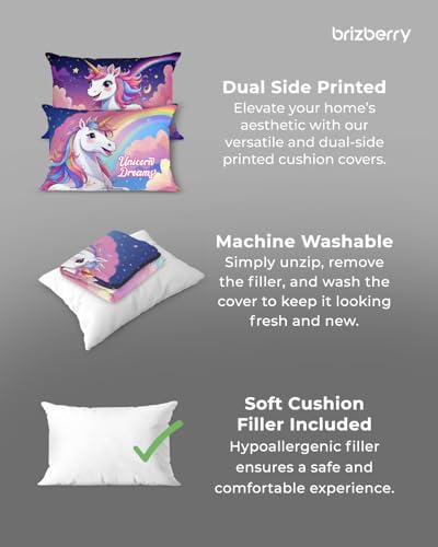 Image of Brizberry Kids Pillow Cushion with Super Soft Fabric | Animal & Cartoon Prints | 12x18 inches (Design 10)