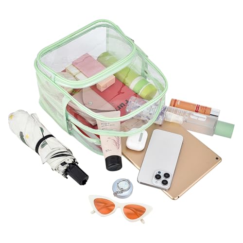Image of Busiuw Clear Backpack for Stadium Events 12x12x6 with Front Pocket for Concert Sport Fashion Women Backpack Events Work Travel(Avocado green)