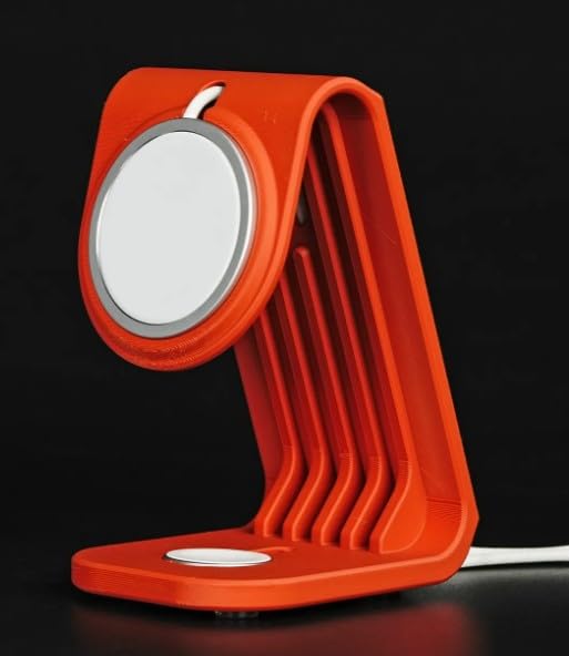 Image of Wireless 3 in 1 Charger Orange | Foldable Charging Station for iPhone, for AirPods, for Apple Watch | Qi2 Fast Charging Stand | Portable Travel Dock for iPhone 17 16 15 14 13 12 Series (Orange)