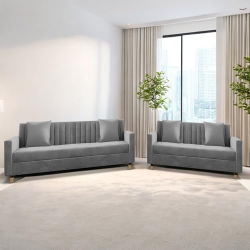 Image of Casaliving Garcia 3+2 Seater Sofa Set for Living Room (Dark Grey)