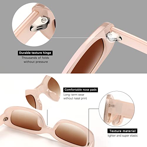 Viysioo Rectangle Womens Sunglasses Retro Fashion 90S Uv400 Protection Square Frame Y2K Sunglasses #TOP3