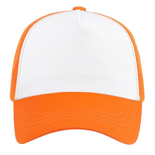 Image of Falari 5-Panel Mesh Baseball Cap, Trucker Hat, Structured Plain Design, Cotton, Adjustable Size