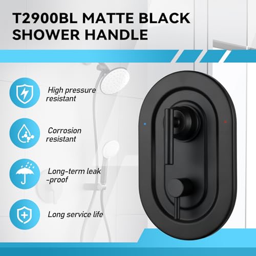 Juego de recambio para válvula de transferencia de ducha T2900BL con manija negra mate 3 funciones miniatura 6