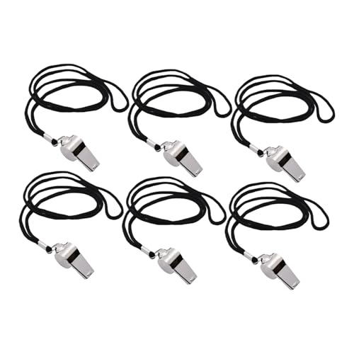 Conjunto de 6 silbatos metalicos con cordon Hemoton miniatura 1