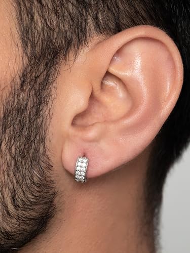 Image of ORIONZ Hoop Earrings for Men & Boys (1 Piece) - 925 Sterling Silver - Gift for Birthday Anniversary - 18k Gold Plated Jewellery - Men Fashion