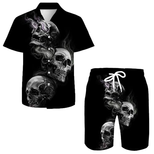 Men's Hawaiian Shirts Casual Button Down Short Sleeve Shirts Set Printed Shorts Beach Hawaii Suits