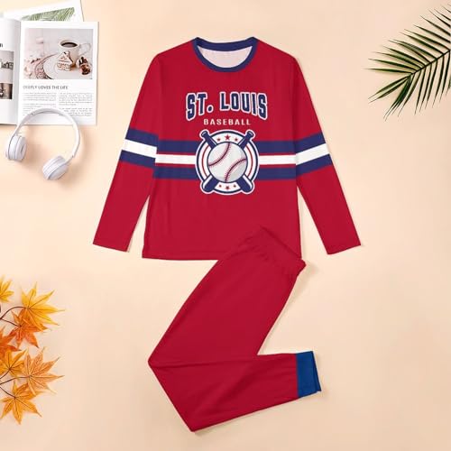 Custom Pajamas Set for Men Women Long Sleeve Sleepwear Name Number Pjs Pants Personalzied Baseball Fan Gift3
