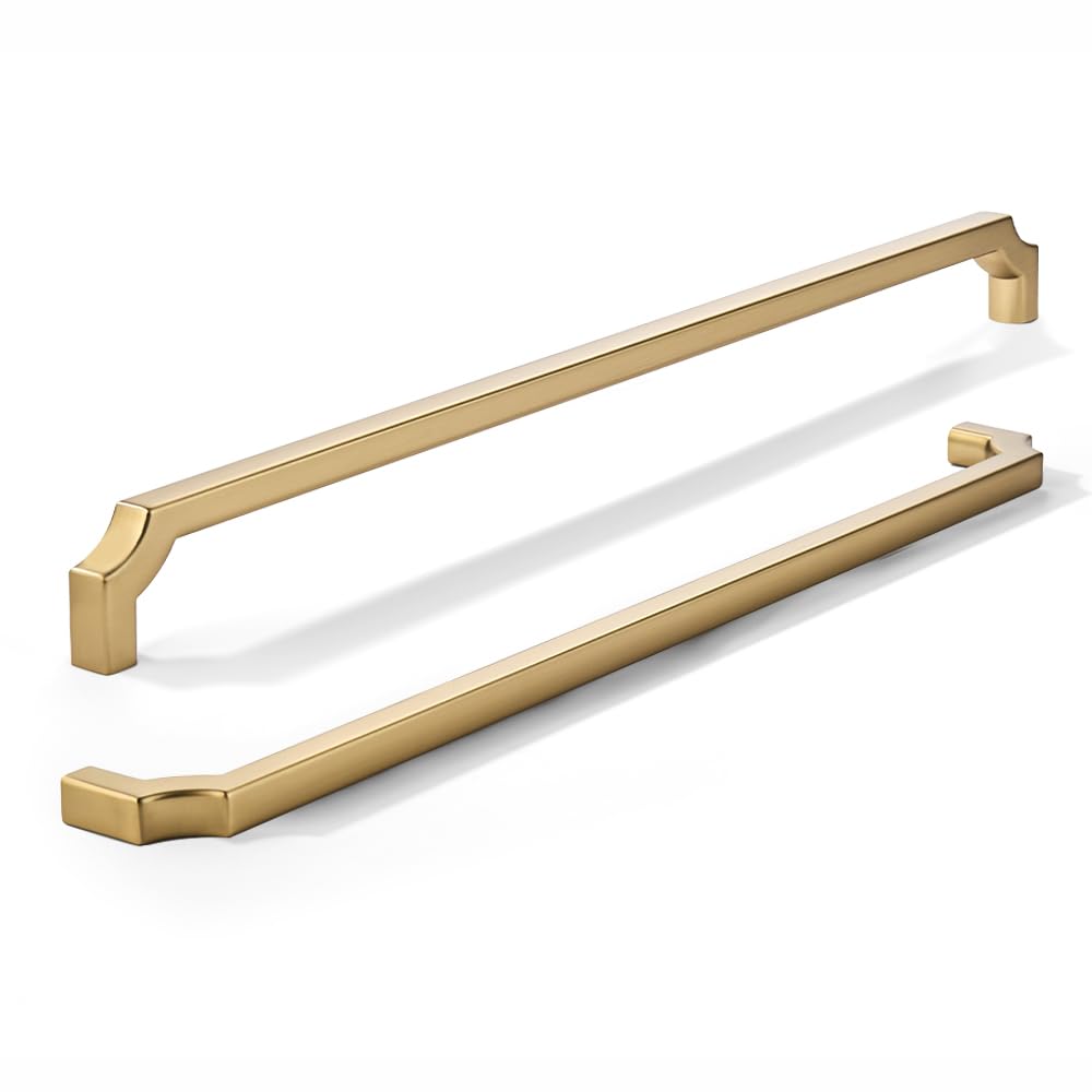 khtumeware 1-Pack 18 Inch Square Brushed Brass Appliance Cabinet Pulls, Solid Satin Brass Zinc Alloy Heavy-Duty Handles for Kitchen/Bathroom Cabinets, Drawers & Cupboards (18 Inch Center to Center)