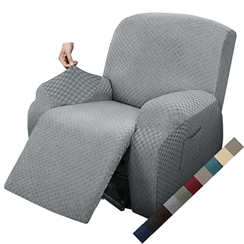 MAXIJIN Funda de Sillón Relax Stretch Funda Sofá 1 Plaza Reversible con Bolsillo Protector de Sofá (Gris Claro)