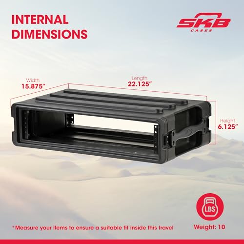 Image of SKB Roto-Molded 2U Shallow Rack - Durable, Stackable Gear Housing, Waterproof & Impact-Resistant for Musicians, DJs & AV Professionals - Interlock Design, Gasket Seals, Recessed Latches - Heavy Duty | - Roto-Molded Polyethylene Construction for Strength and Durability, Front and Rear Rubber-Gasketed Covers to Keep Water Out
