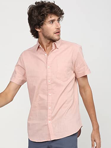 Image of Ketch Men's Cotton Slim Fit Solid Half Sleeve Shirt